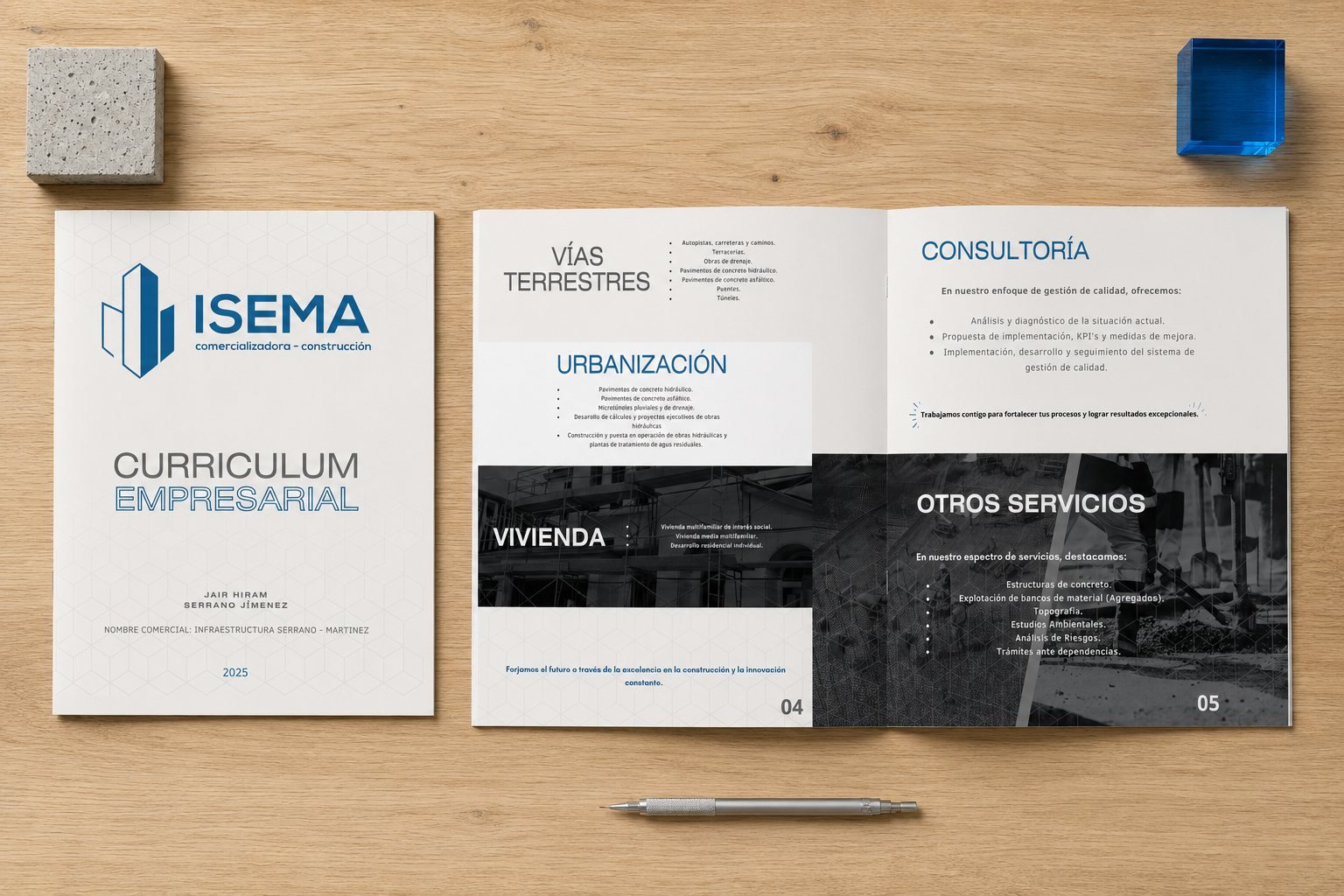 Currículum empresarial de ISEMA, construcción e infraestructura